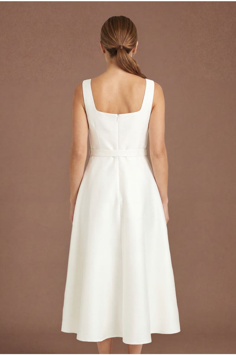 Petite Belted A-Line Midi Dress, Alternate, color, Ivory