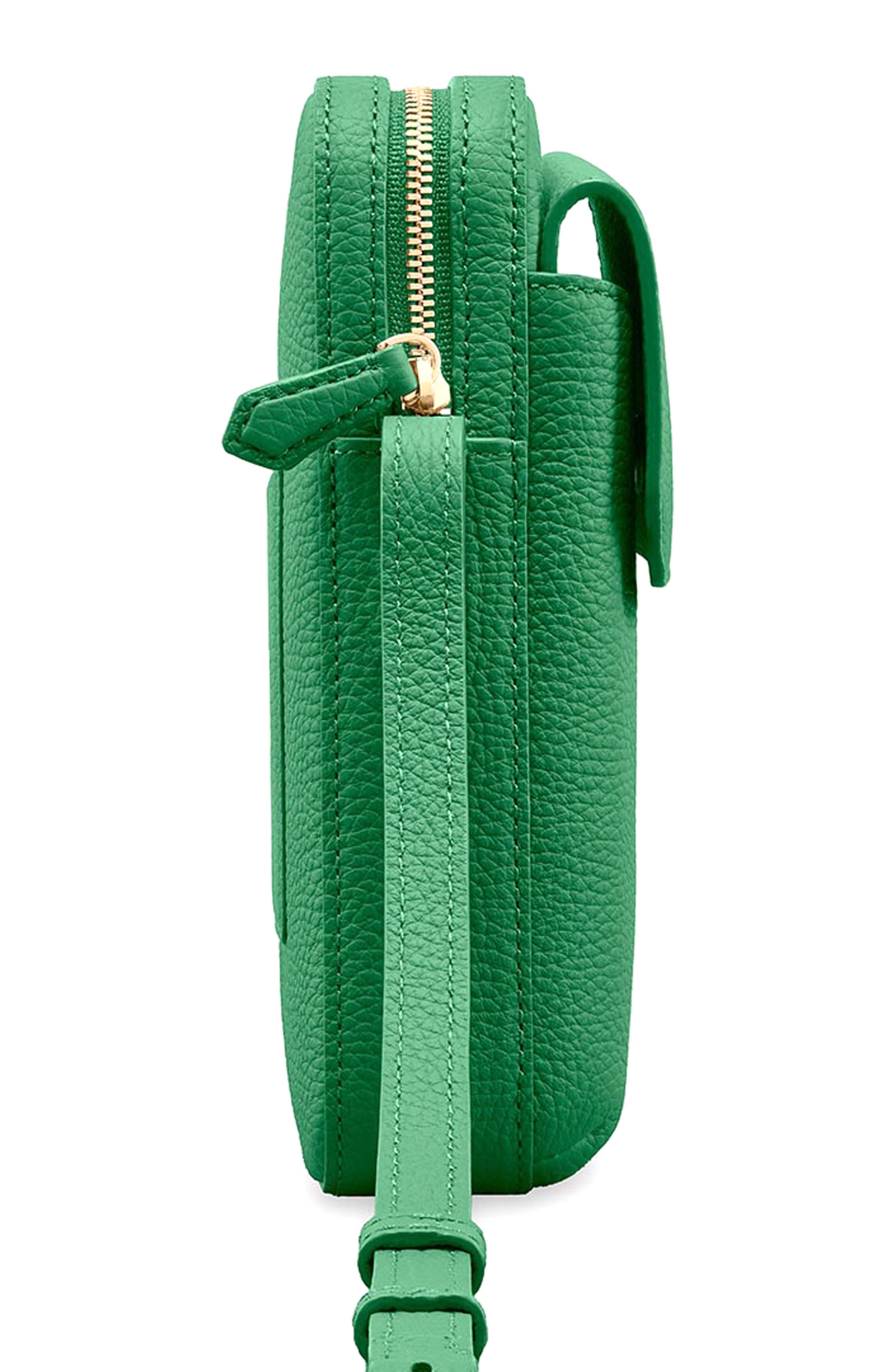 Leather Zip Phone Pouch, Alternate, color, Emerald Green