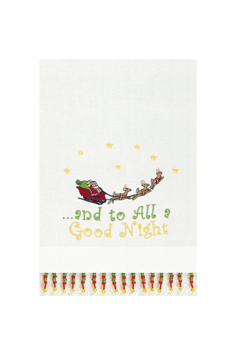 Good Night Beaded Guest Towel, Main, color, Green