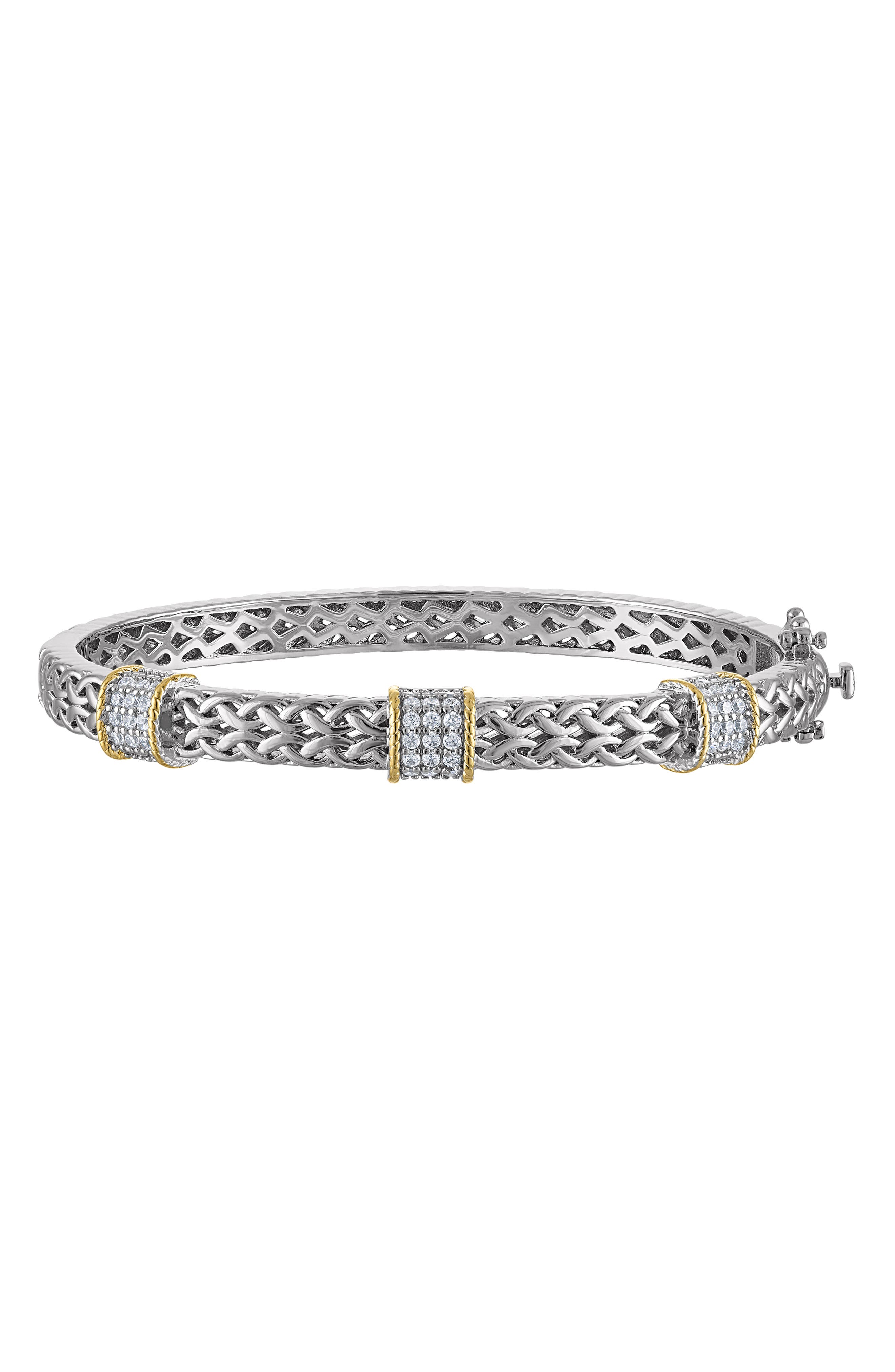 FZN Two-Tone Cubic Zirconia Bangle Bracelet