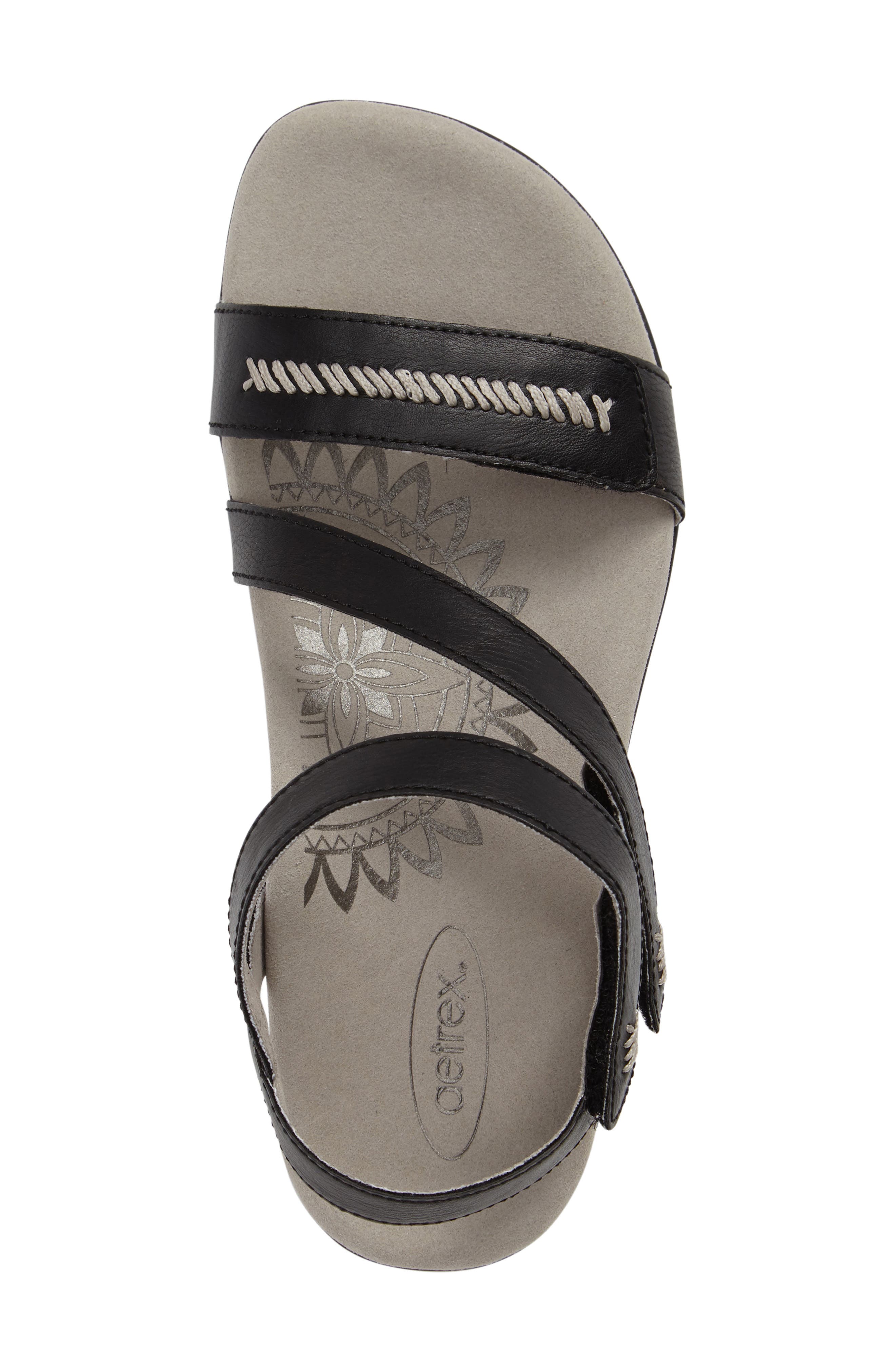 Gabby Sandal, Alternate, color, BLACK LEATHER