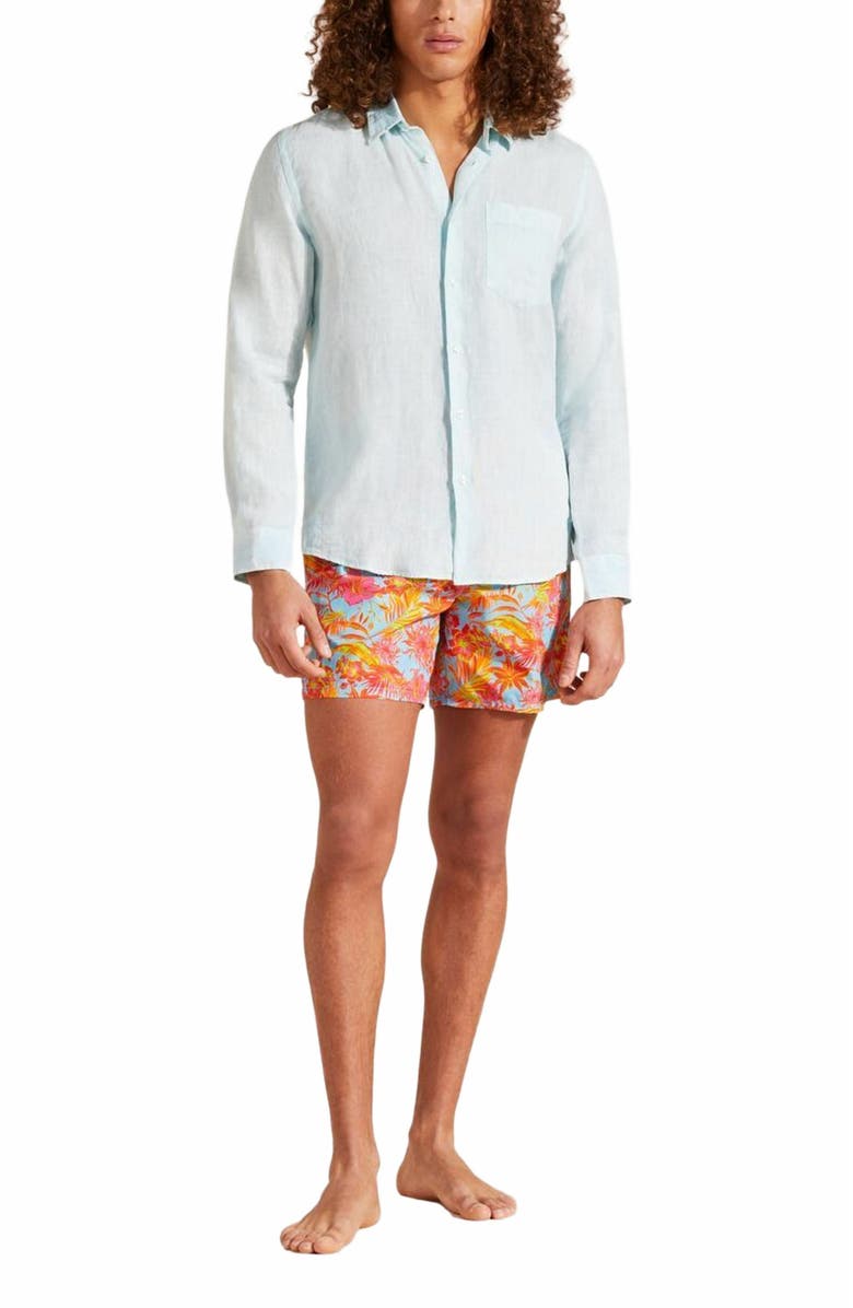 Vilebrequin Men's Linen Mineral Dye Shirt, Alternate, color, Citronelle