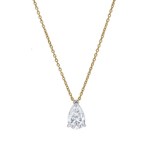 Pear Perfection 14K Gold Lab Grown Diamond Necklace - 1.50 ct