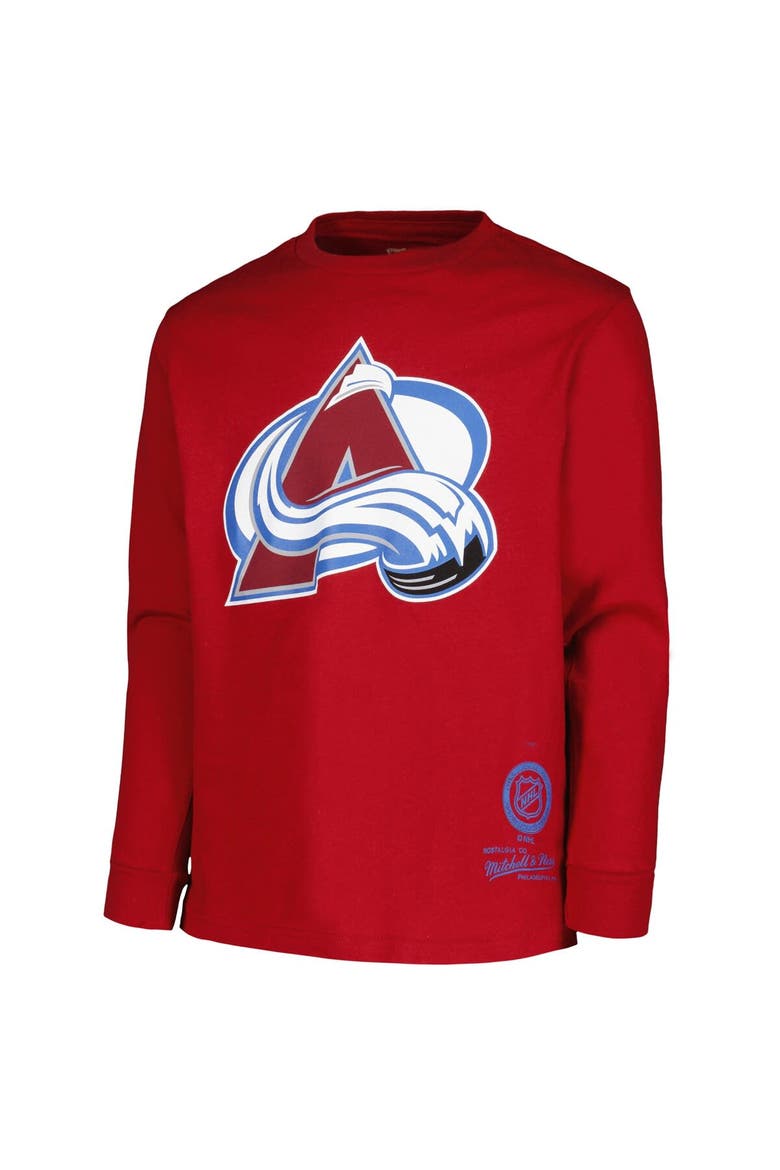 Youth Mitchell & Ness Garnet Colorado Avalanche Throwback Logo Long Sleeve T-Shirt, Alternate, color, Garnet