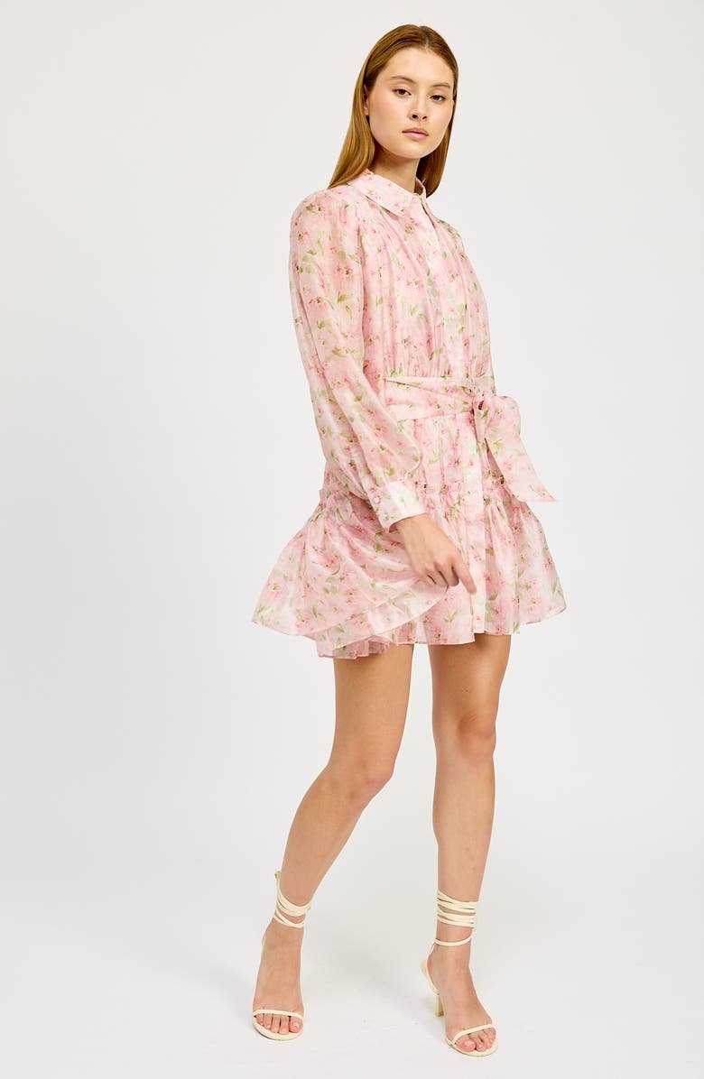 En Saison Josette Floral Long Sleeve Mini Shirtdress, Alternate, color, 