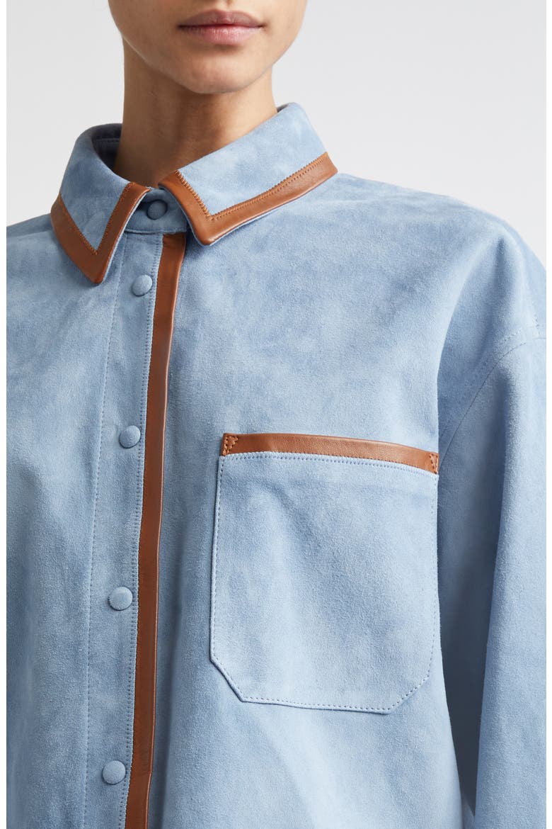 Suede Drawstring Overshirt, Alternate, color, 00B31SKY