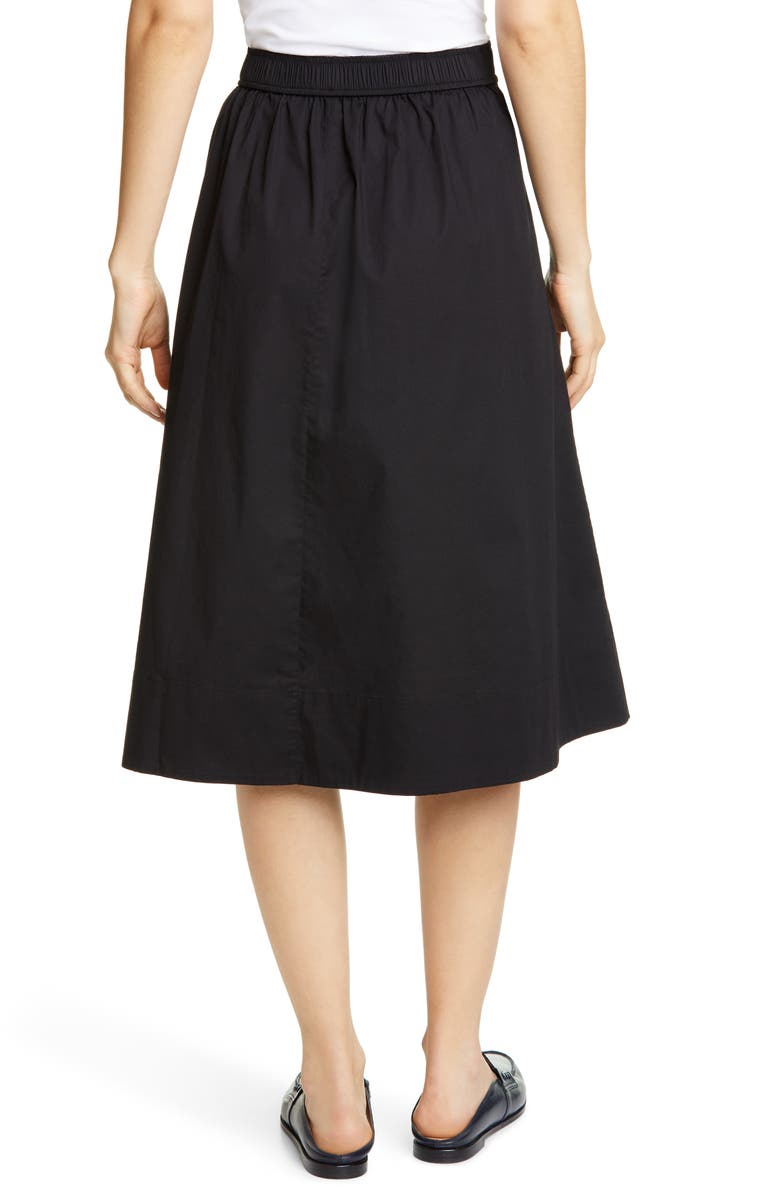 Eileen Fisher Gathered Organic Stretch Cotton Midi Skirt, Alternate, color,