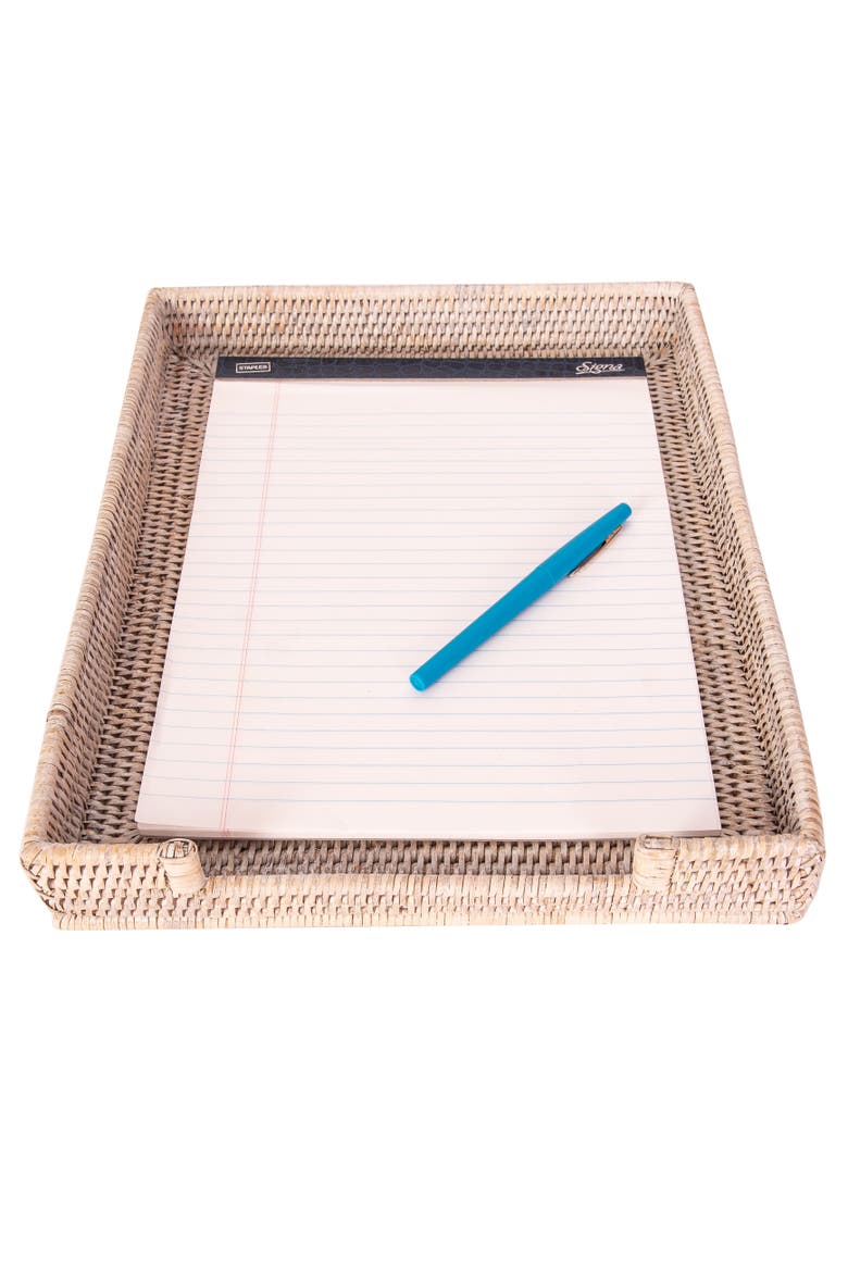 Artifacts Rattan Office Paper Tray, Alternate, color, White Wash