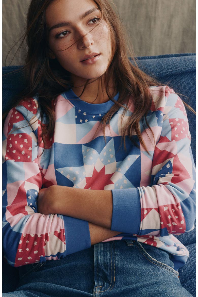 Hannah Patchwork Sweatshirt, Alternate, color, BLUE MULTI HEART PATCHWORK
