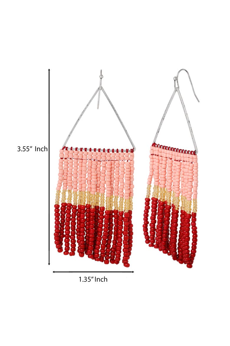 Pink and Red Ombre Beaded Fringe Earrings, Alternate, color, Pink/Red/Yellow