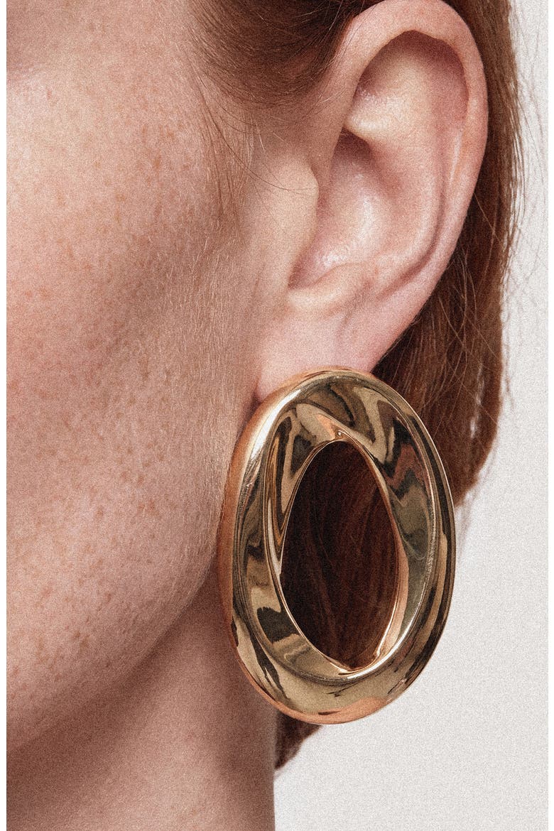 Oval Runway Earrings, Alternate, color, GOLD