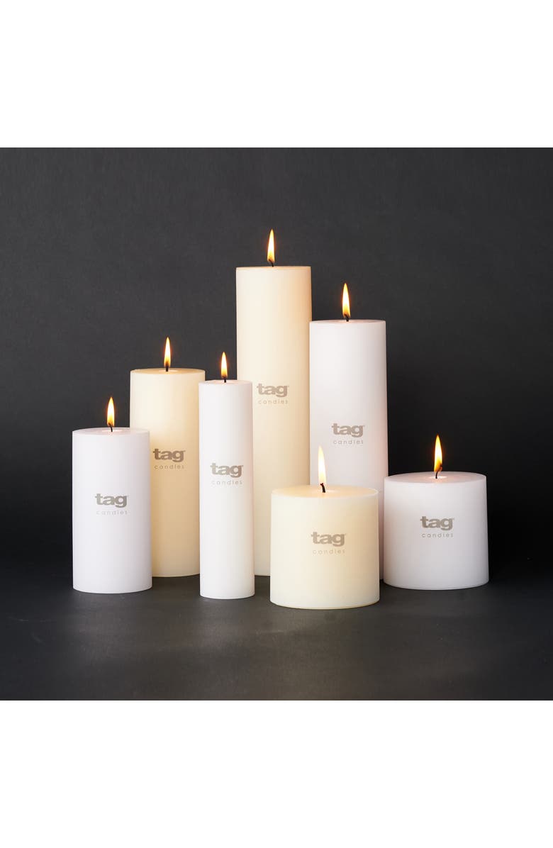 tag Chapel White Pillar Candles Unscented Long Burning Set of 4, Alternate, color, White