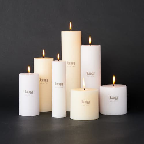 Tag Chapel White Pillar Candles Unscented Long Burning Set Of 4 In White