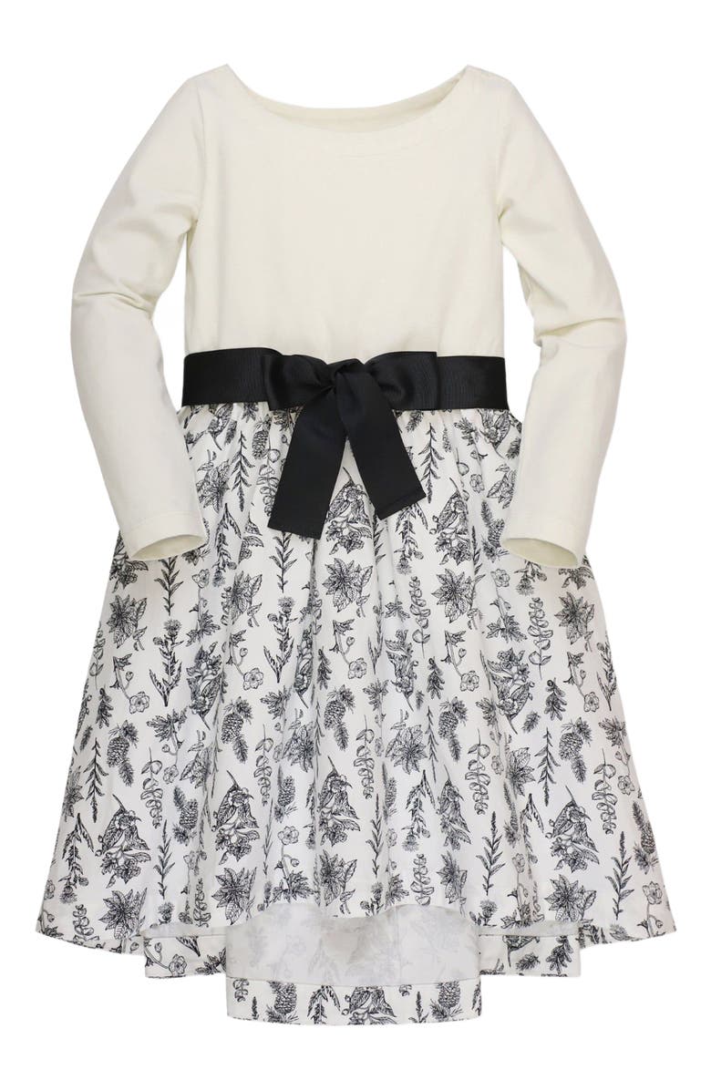 Hope & Henry Girls' Lightweight Blocked High-Low Skater Dress, Kids, Main, color,