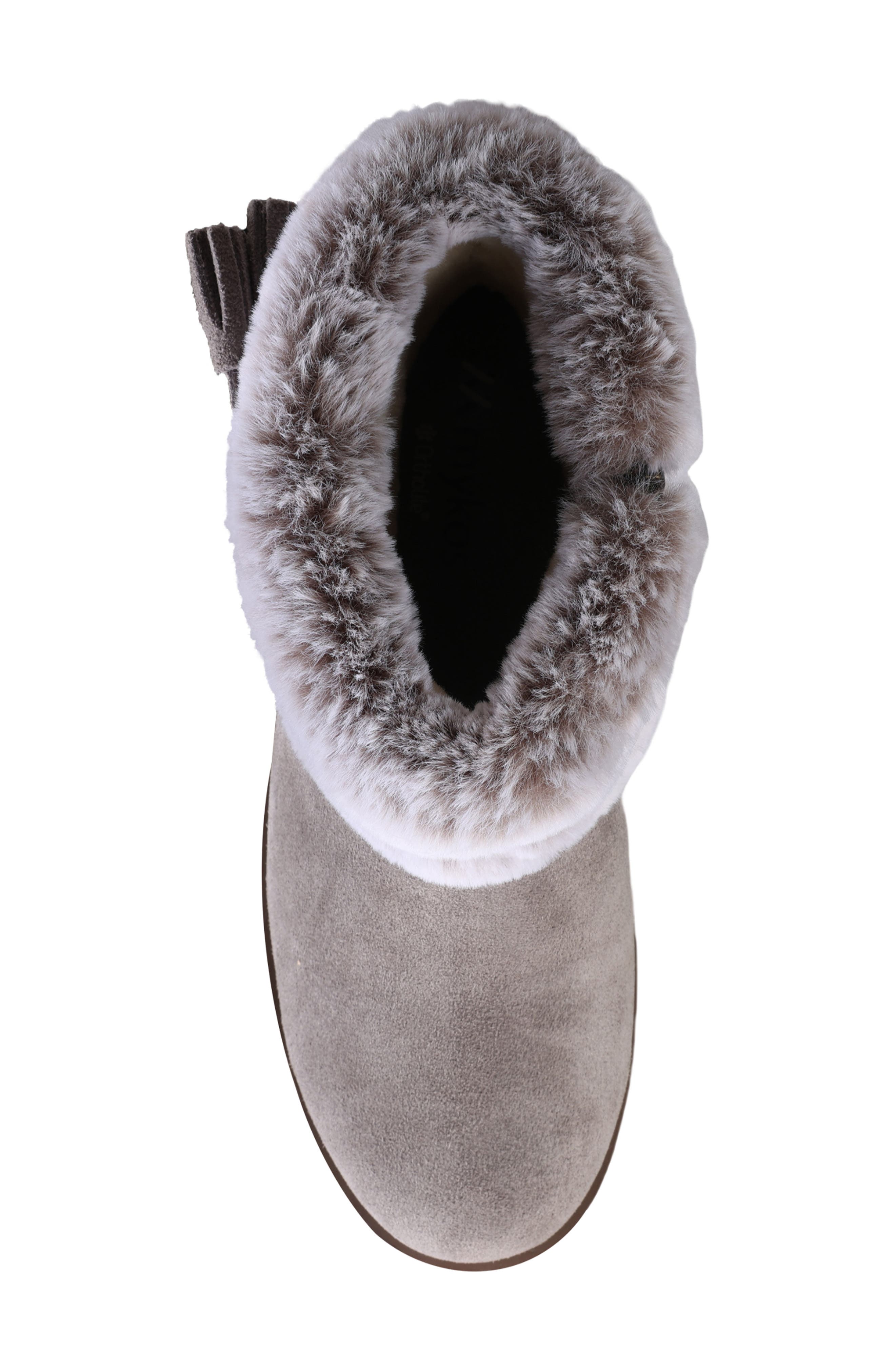 Mykos Suede Faux Fur Cuff Boot, Alternate, color, Smoke