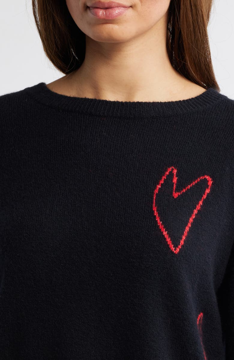 Caslon<sup>®</sup> Jacquard Hearts Cotton Blend Sweater, Alternate, color,