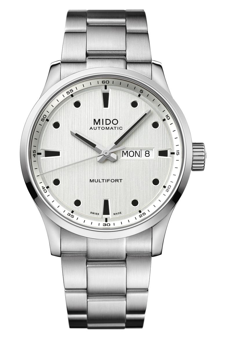 Multifort Automatic Bracelet Watch, 42mm, Main, color, SILVER