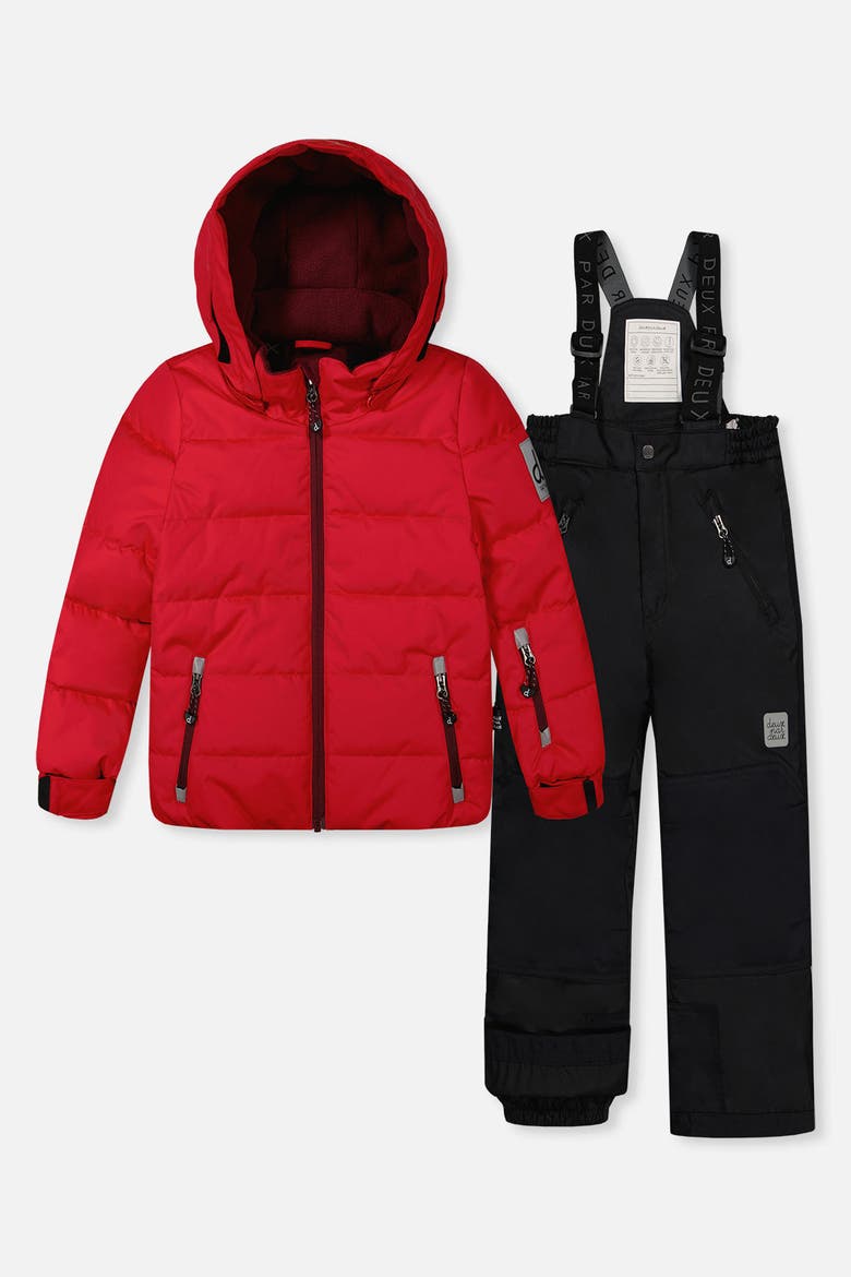 Play Reinforced Jacket & Pants Neckwarmer Two Piece Snowsuit, Main, color, Rouge