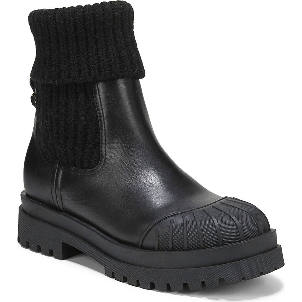 Sam Edelman Steele Knit Chelsea Boot Black Leather In Black