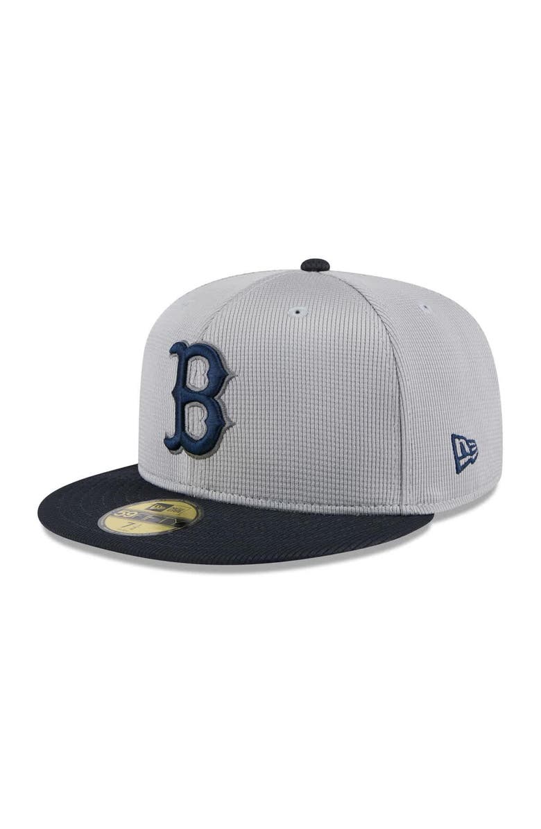 New Era Men's New Era  Gray/Navy Boston Red Sox 2025 Batting Practice 59FIFTY Fitted Hat, Main, color, 