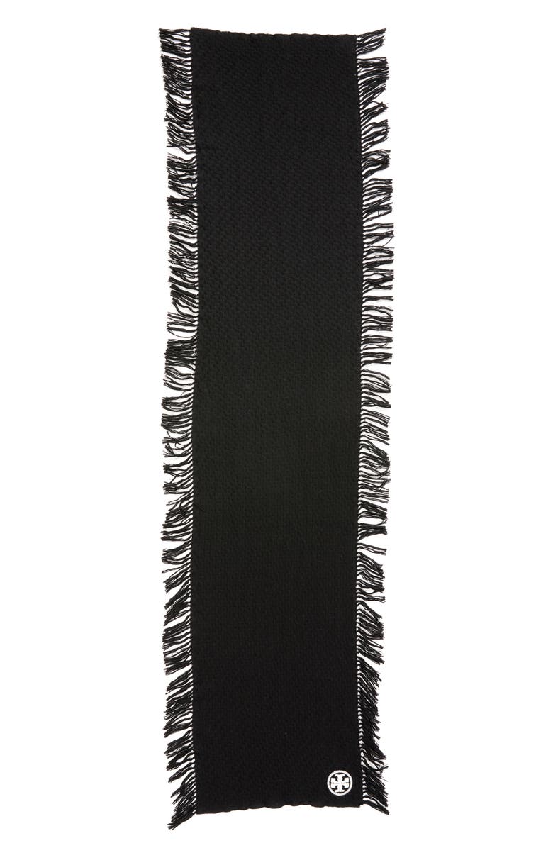 Tory Burch Fringe Merino Wool Scarf, Alternate, color, 