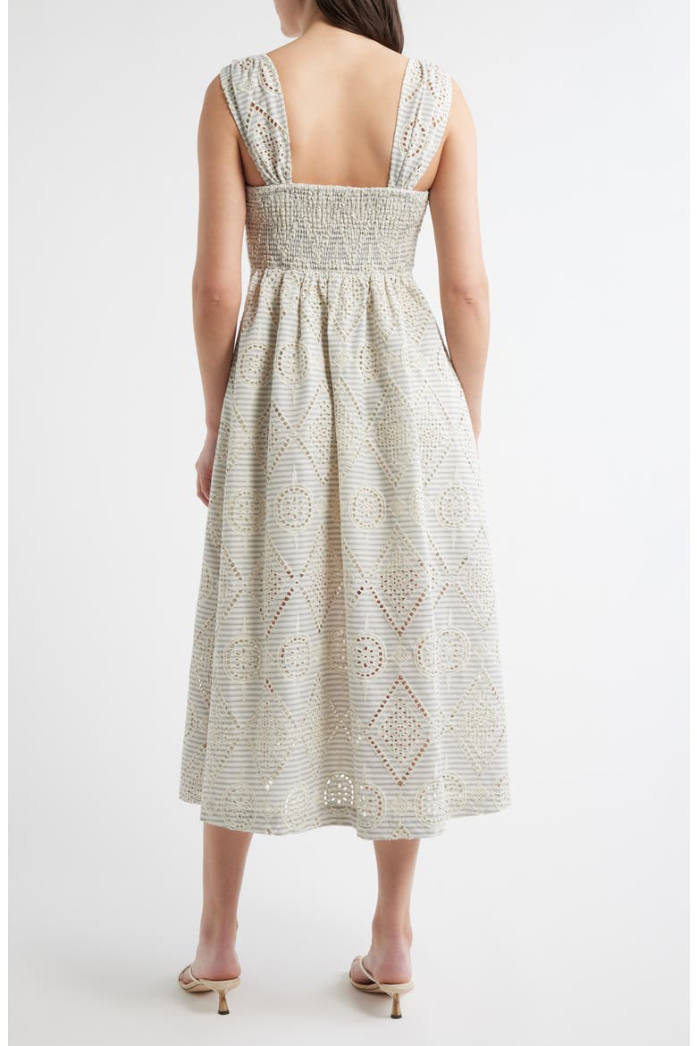 Eyelet Detail Stripe Dress, Alternate, color, CREAM