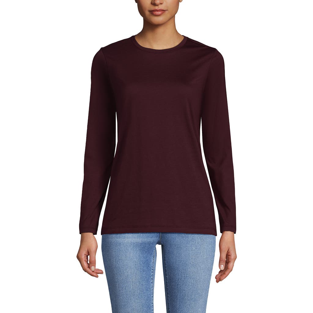 Lands' End Relaxed Supima Cotton Long Sleeve Crew Neck T-shirt In Black