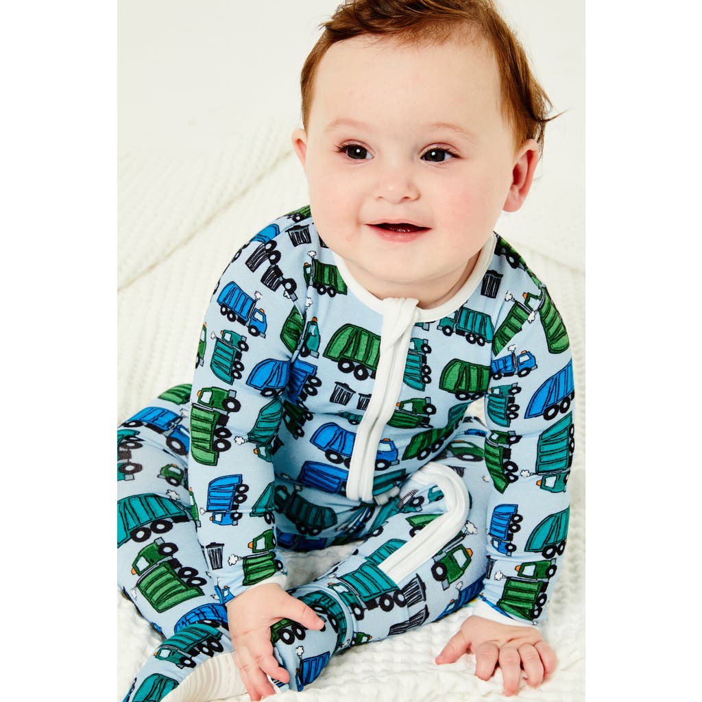 Clover Baby & Kids Soft & Stretchy Zipper Footie - Garbage Trucks  product