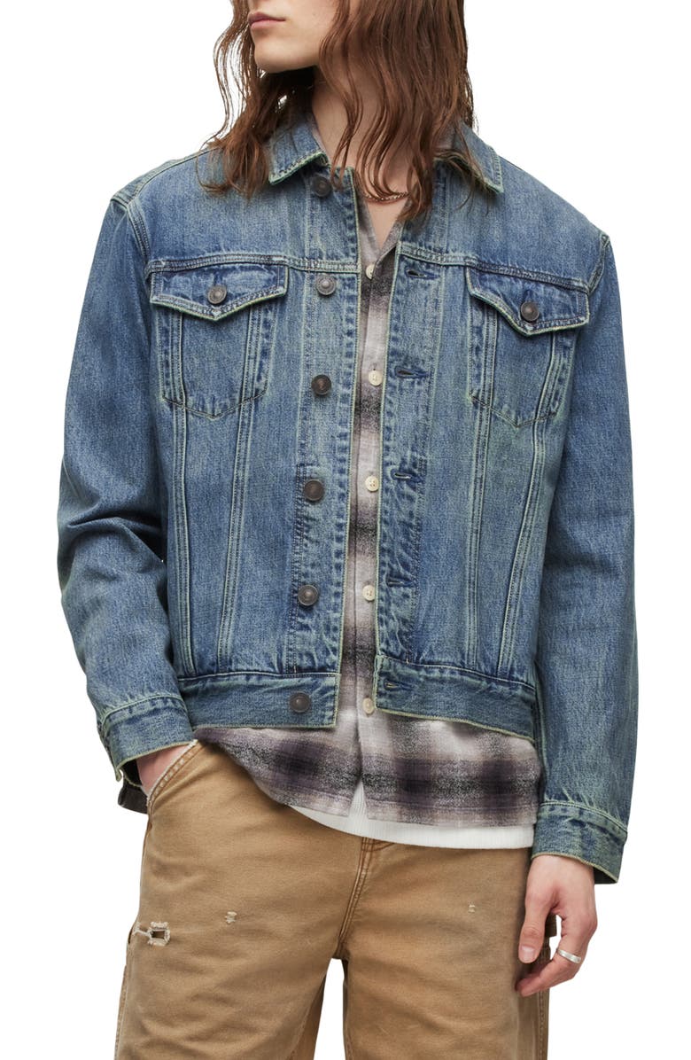 AllSaints Carrer Denim Trucker Jacket, Main, color,