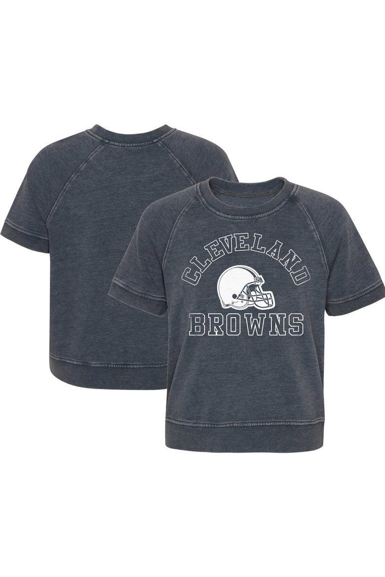 Girls Juniors Heather Charcoal Cleveland Browns Cheer Squad Raglan T-Shirt, Main, color, Heather Charcoal
