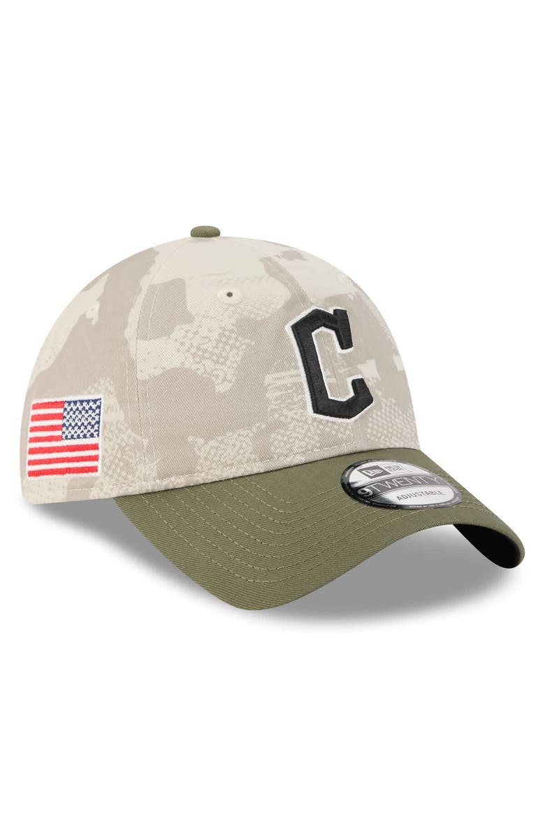 New Era Men's New Era Light Beige/Olive Cleveland Guardians 2025 Armed Forces Day 9TWENTY Adjustable Hat, Main, color, 