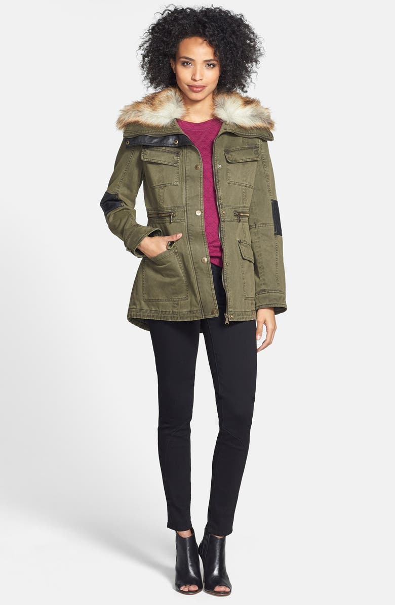 GUESS Faux Fur Trim Anorak, Alternate, color, 