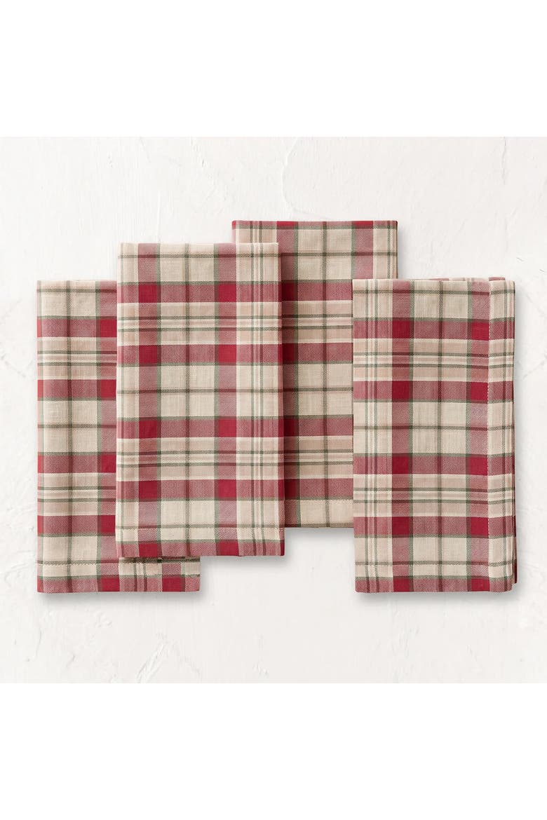 Linen Dinner Napkins Set of 4 - Almond Plaid, Main, color, Almond Plaid