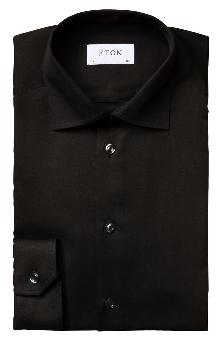 Eton Classic Fit Solid Dress Shirt, Main, color, Black