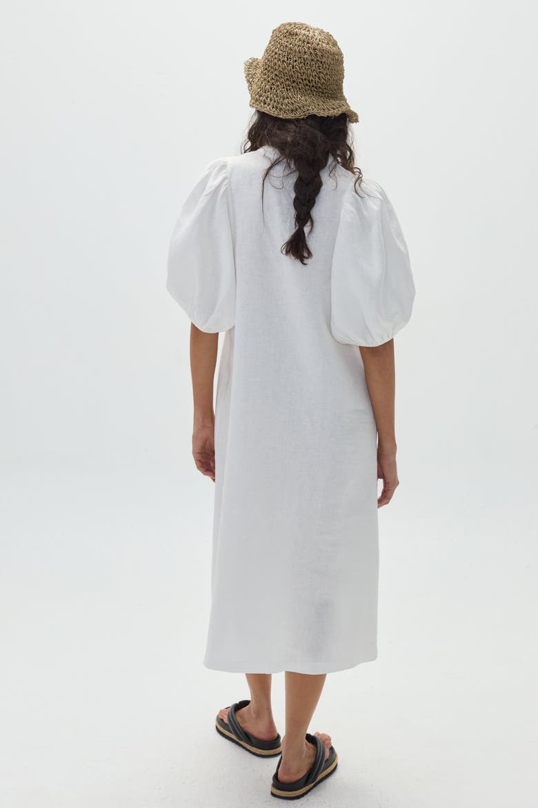 Bubble Linen Dress, Alternate, color, Off White