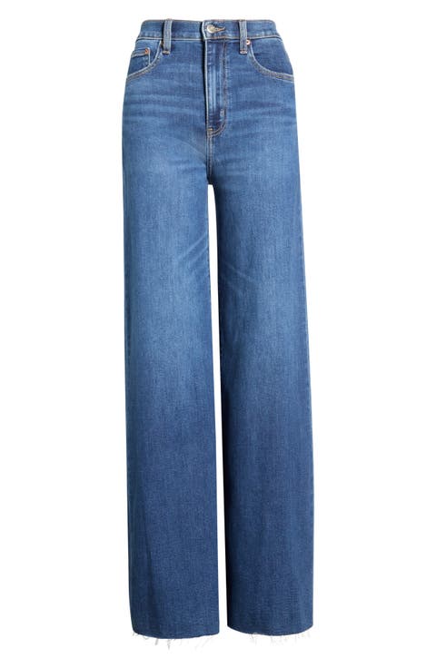 Far Out High Waist Raw Hem Wide Leg Jeans