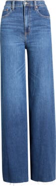 DAZE Far Out High Waist Raw Hem Wide Leg Jeans