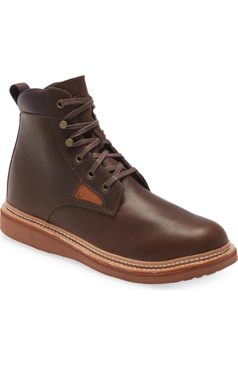 OluKai Kilakila Waterproof Lace-Up Leather Boot, Main, color,