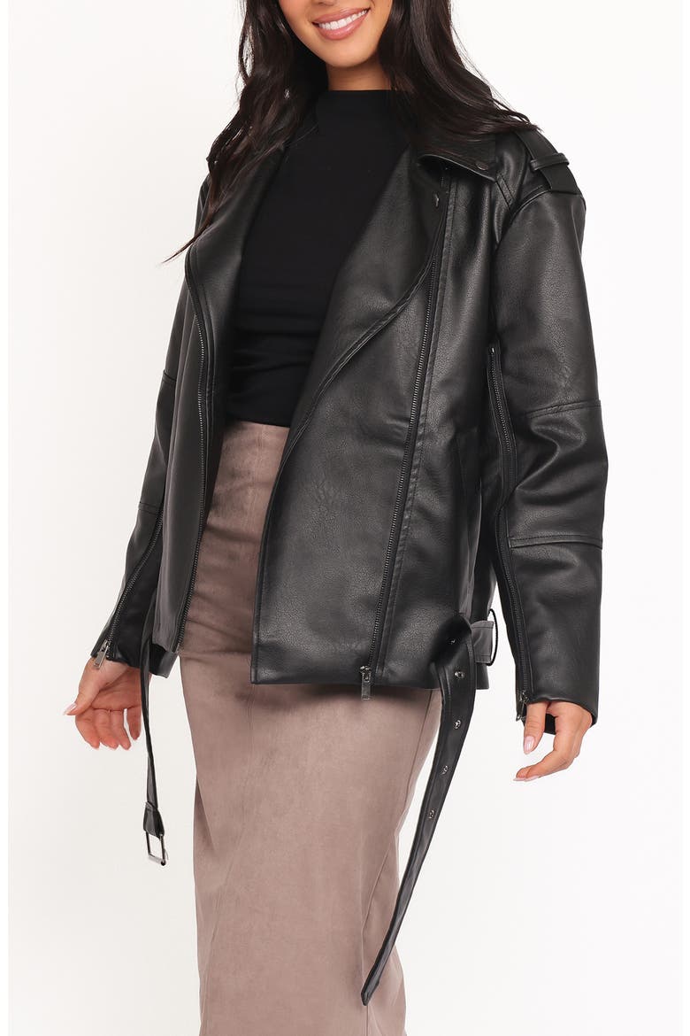 Parsons Oversize Faux Leather Jacket, Alternate, color, BLACK