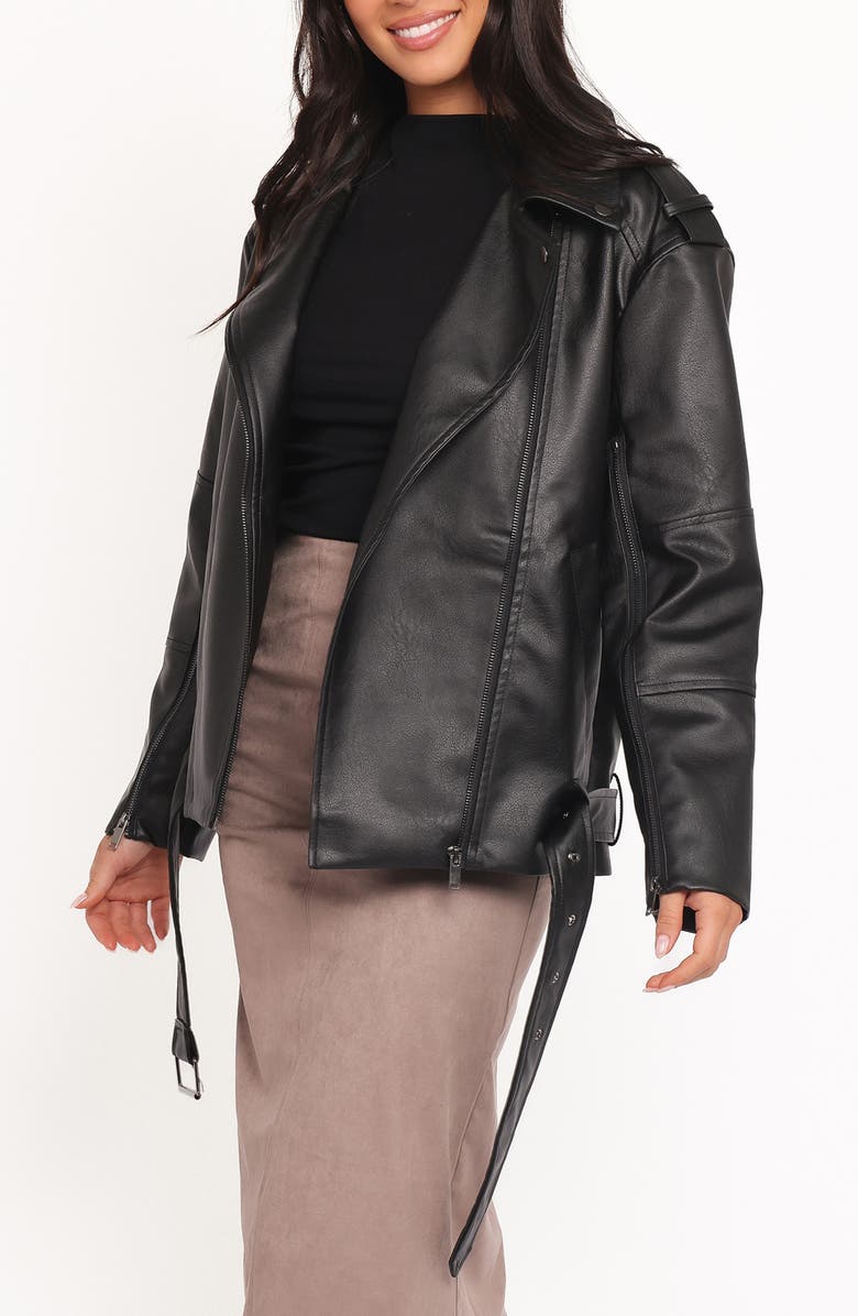 Petal & Pup Parsons Oversize Faux Leather Jacket, Alternate, color, Black