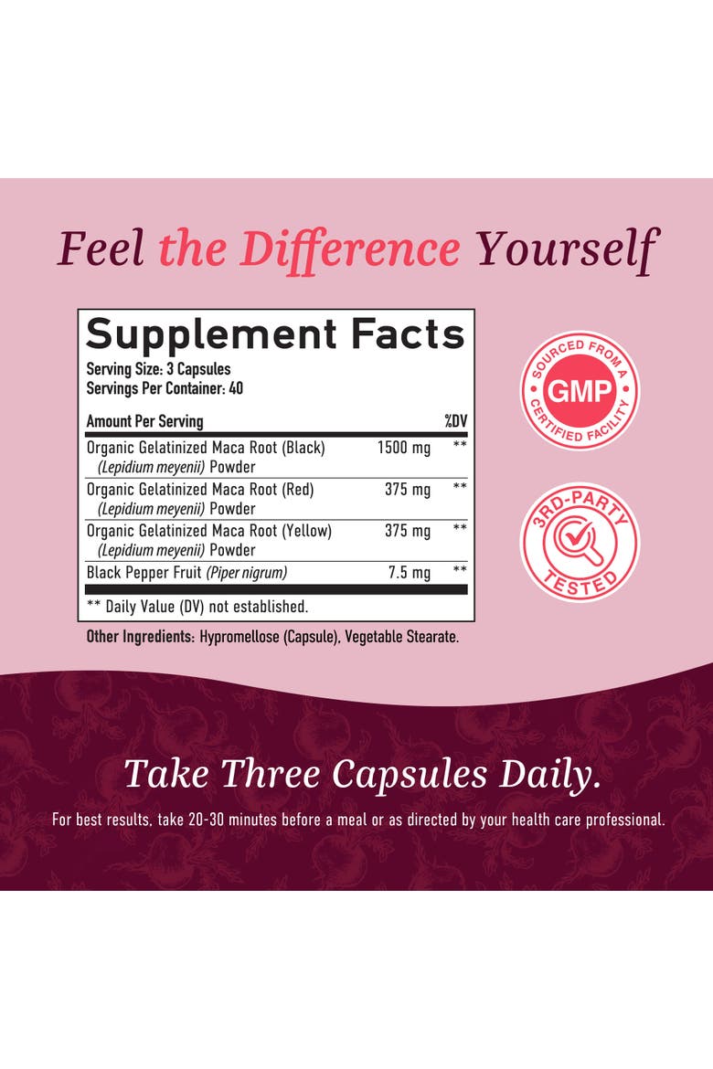Maca Root 2250MG Capsules, 120ct, Alternate, color, No Color