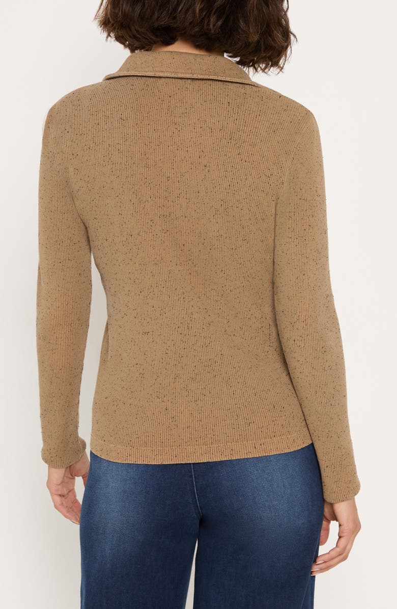 NZT by NIC+ZOE Long Sleeve Rib Polo, Alternate, color, Walnut