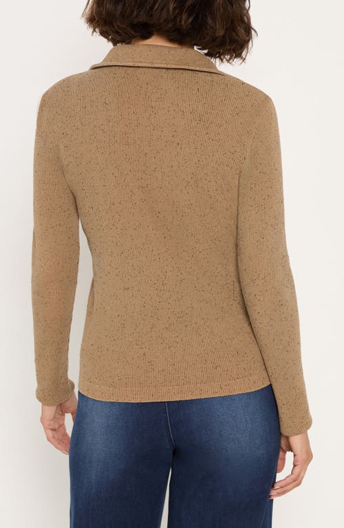 Nzt By Nic+zoe Long Sleeve Rib Polo In Brown