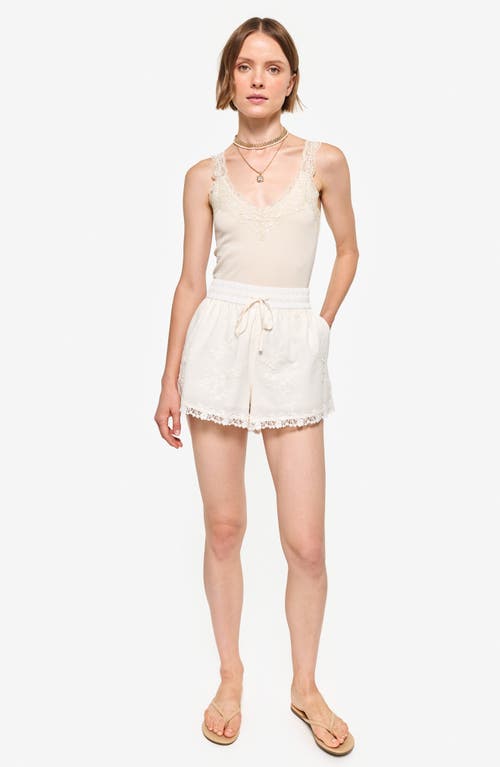 Cami Nyc Eila Lace Trim Cotton Drawstring Shorts In Macadamia