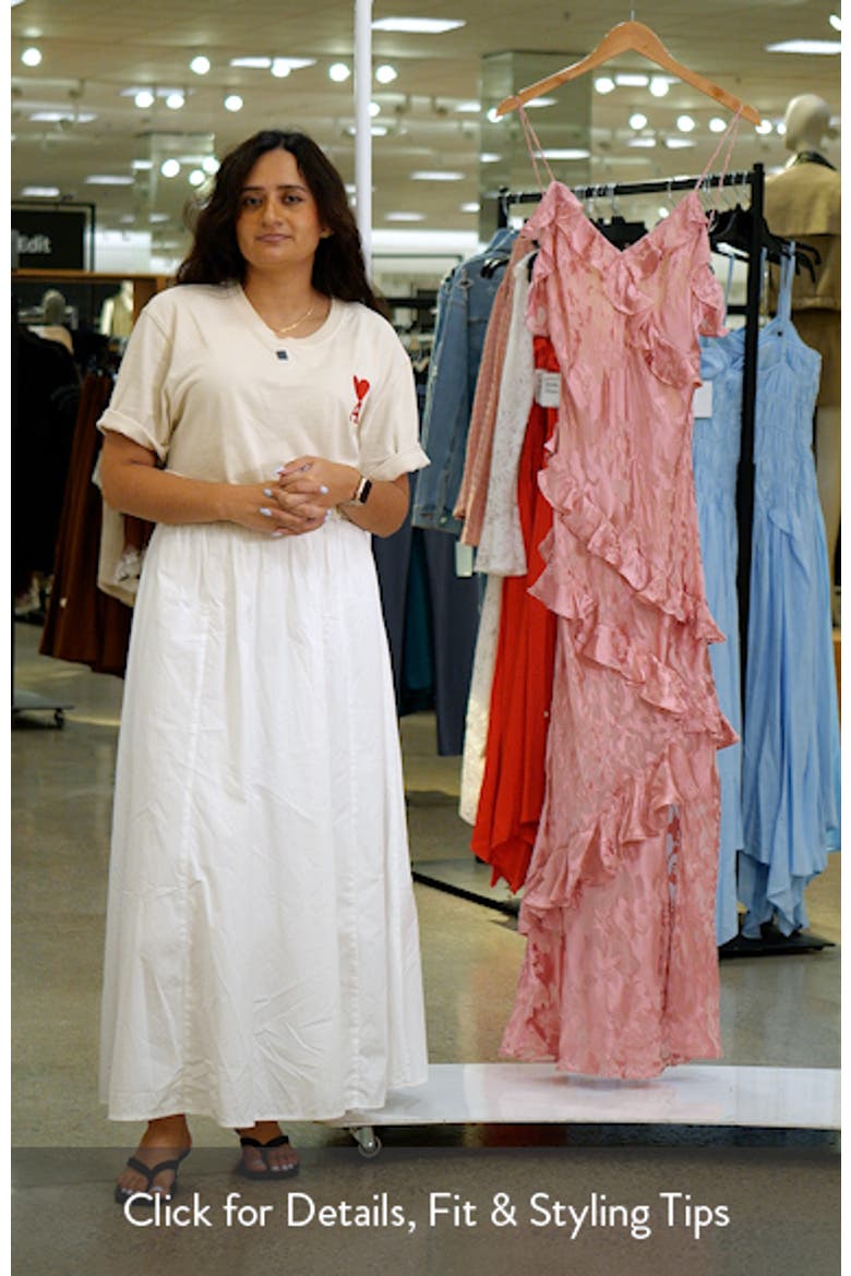 Dean Ruffle Sleeveless Satin Maxi Dress video
