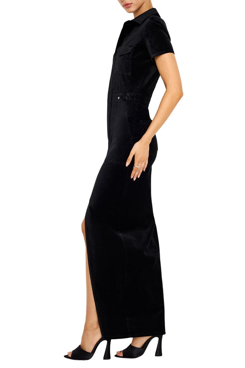 Fit for Success Velvet Maxi Shirtdress, Alternate, color, BLACK001