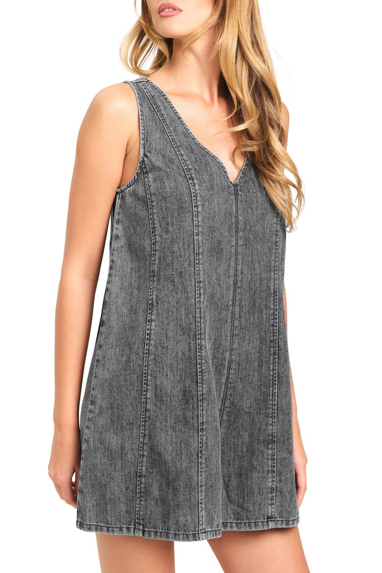 Washed Denim Romper, Alternate, color, GREY DENIM