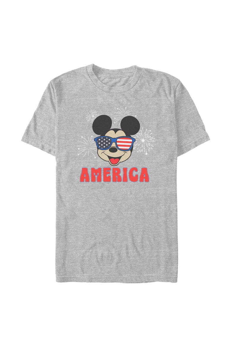 Men's Mickey & Friends American Sunglasses and Fireworks  Graphic T-Shirt, Main, color, Sport Grey
