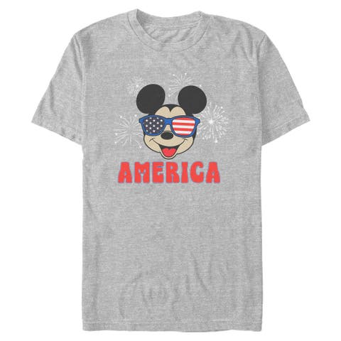Men's Mickey & Friends American Sunglasses and Fireworks  Graphic T-Shirt