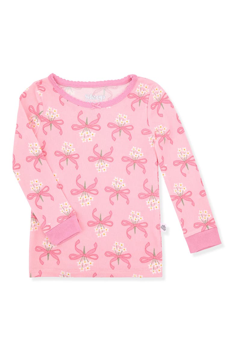 Print Fitted Two-Piece Pajamas & Socks Set, Alternate, color, PINK
